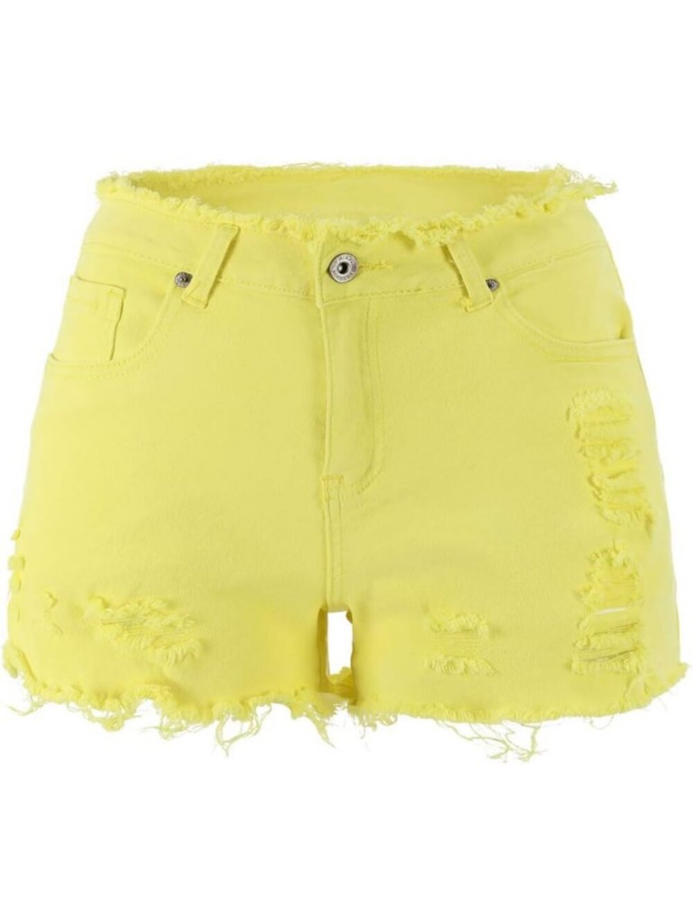 Ripped Jean Shorts for Women - Mid Rise, Frayed Hem, Stretchy Denim, Casual